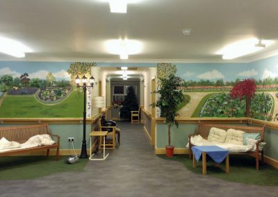 Park murals in the communal area of a dementia care home