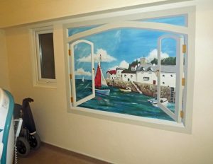 trompe l'oeil window mural