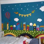 Illustration style mural with houses