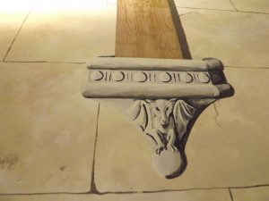 faux stone and wood