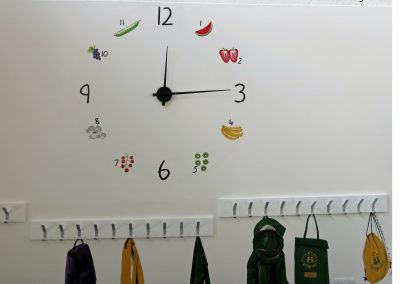 dining room clock with pegs
