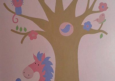 Image of girls pink woodland mural
