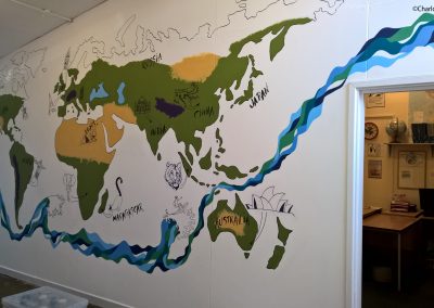 graffiti style world map mural