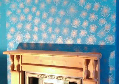 Image of copper and teal hand painted wallpaper