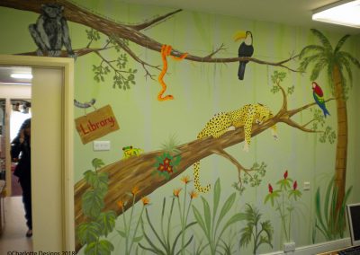 Jungle mural for school library