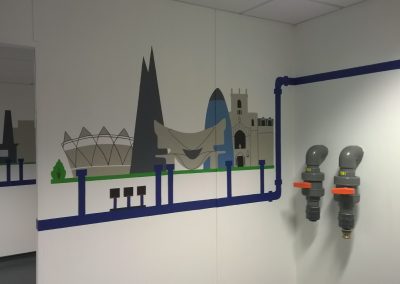 Image of training room mural for grundfos pumps