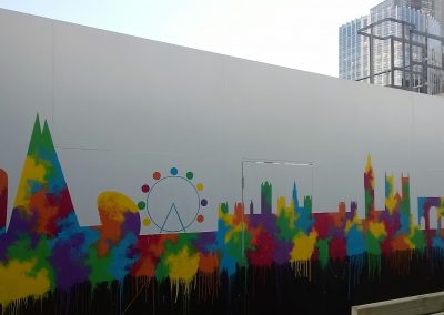 Image of london skyline mural for roof garden