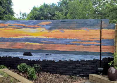 Sunset garden mural