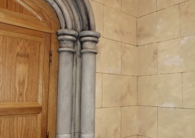 Image of Faux stone wall and column