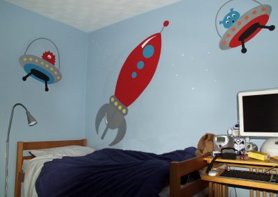 Image of boys retro rocket space kids murals