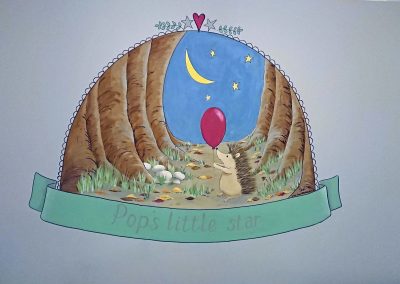 hand painted hedgehog nursery mural