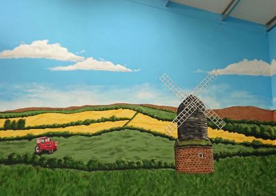 farm countryside wall art with windmill