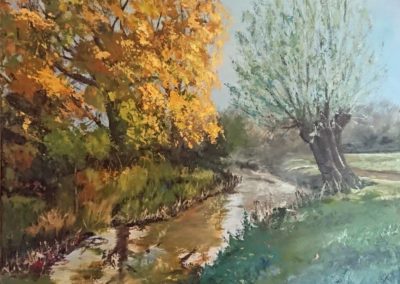 Autumn tree landscape painting