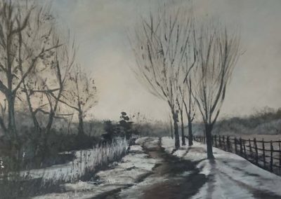 Frosty morning landscape painting