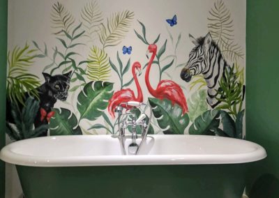 Rainforest bathroom mural