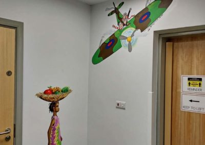 School library mural with Handa and Grandpas great escape