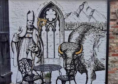 Hotel courtyard mural
