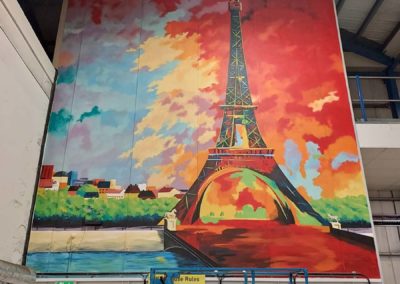 Eiffel Tower mural for warehouse