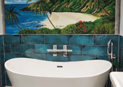 Tropical bathroom mural