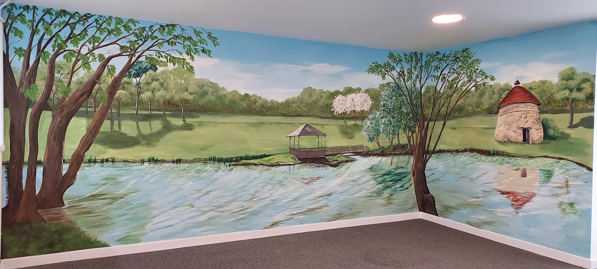 Furtho Manor Farm ceremony room Landscape mural at Furtho East Milton Keynes