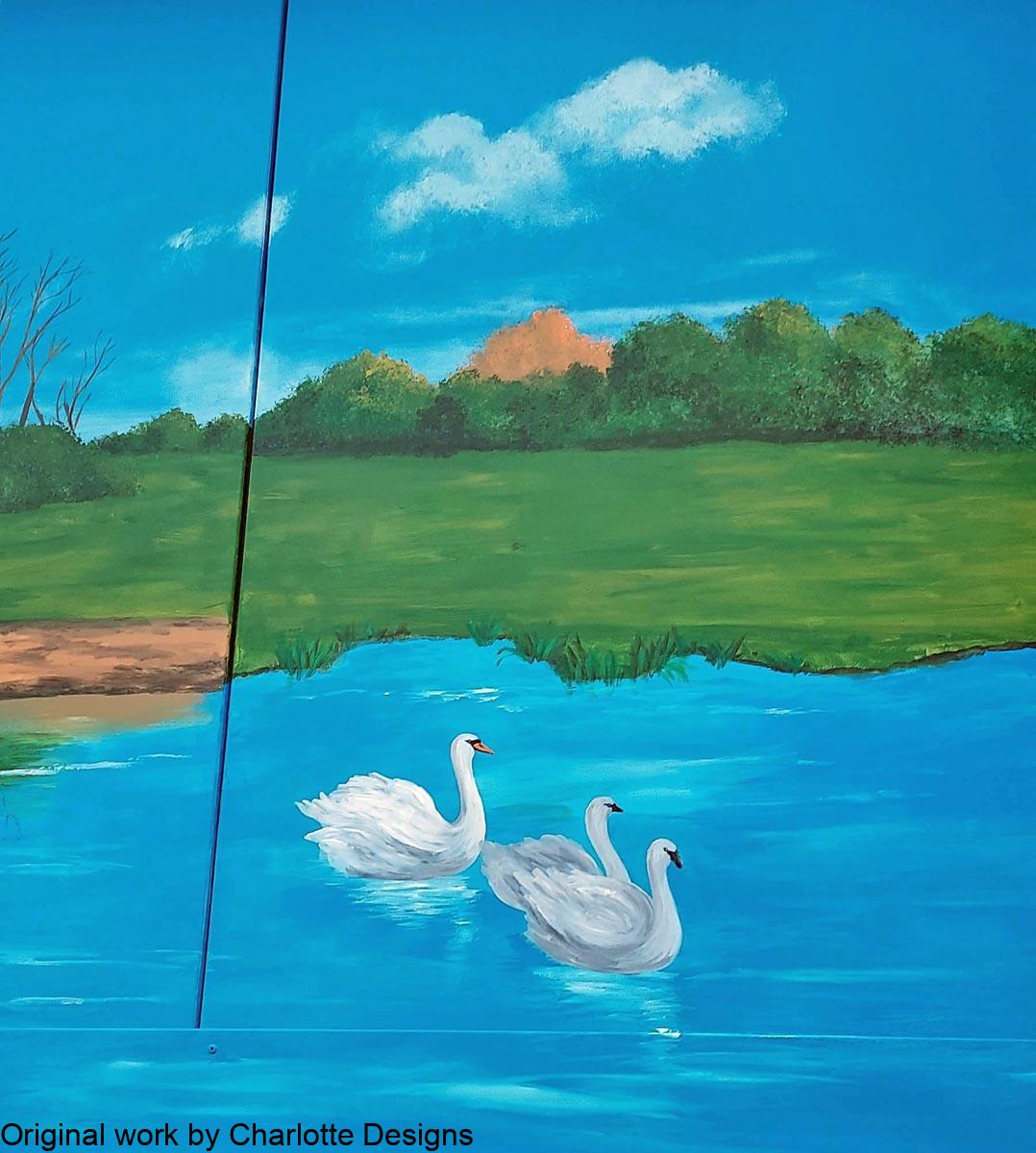The grainstore swan detail Swan detail from landscape mural