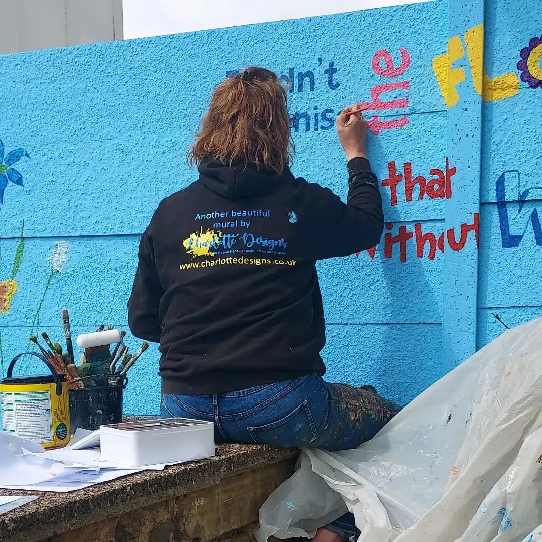 St Katherines gardens Northampton mural volunteer painting