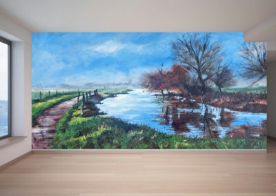 wallpaper mural of river scene on a frosty morning