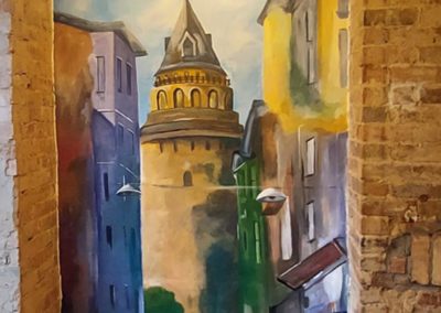 Turkish restaurant mural of Istanbul