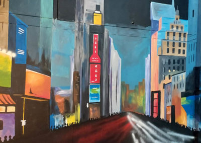 Toyko skyline mural in Bedford