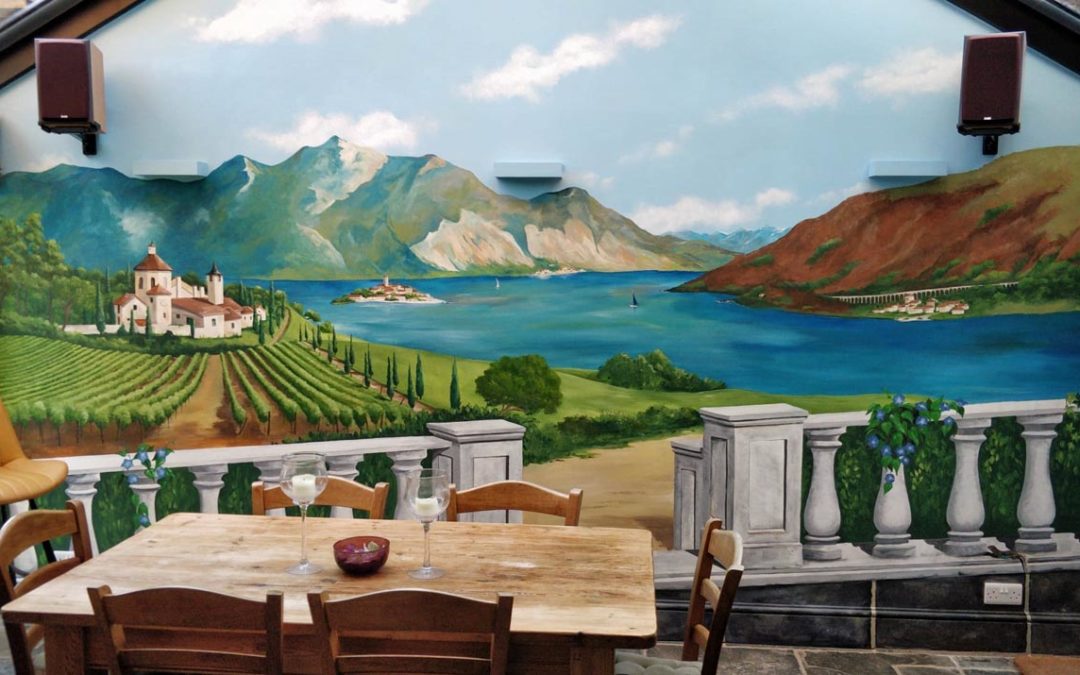 Tuscan themed kitchen mural