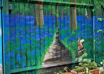 Bluebell wood fence mural