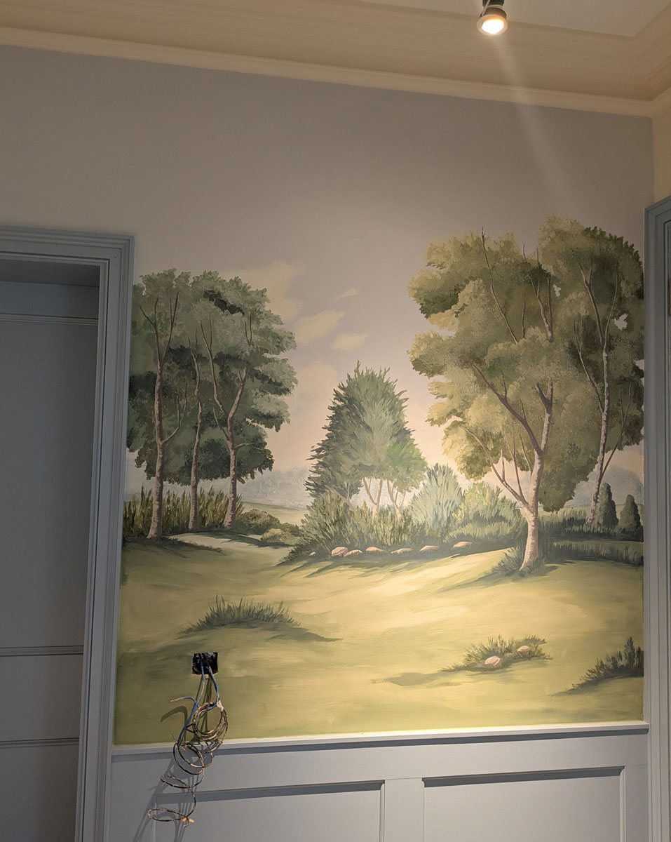 Landscape mural of Marlow 3 Dining room mural of a rural landscape in Marlow