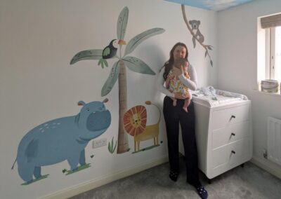 Nursery mural with jungle animals