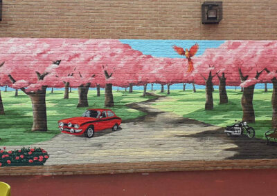 Blossom mural for Rose ward