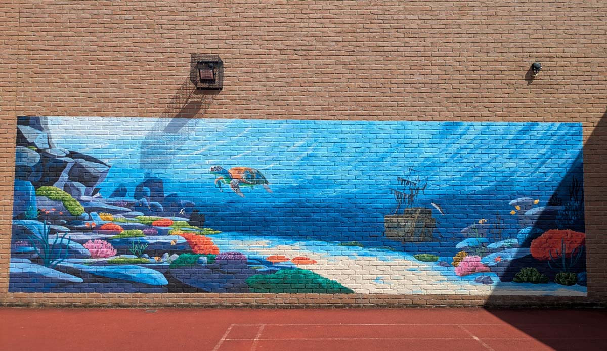 Undersea courtyard mural