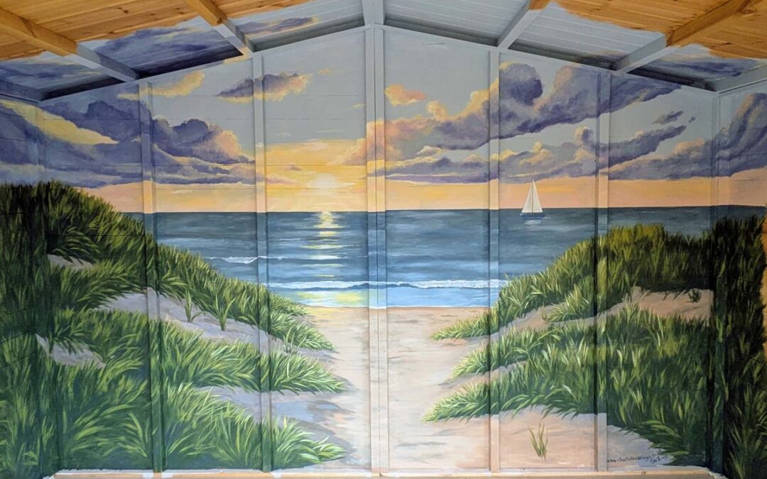 Ocean view summer house mural