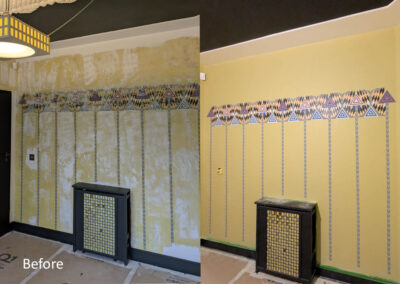 Rennie Mackintosh mural restoration before and after