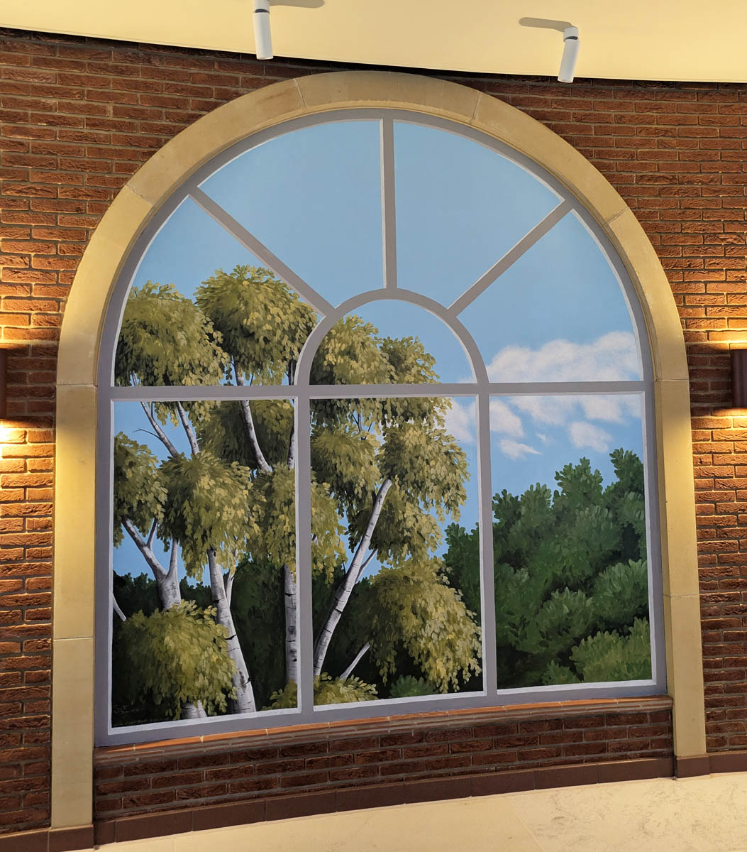 Nirvana spa upstairs panel 2 Mountain stairwell mural colchester
